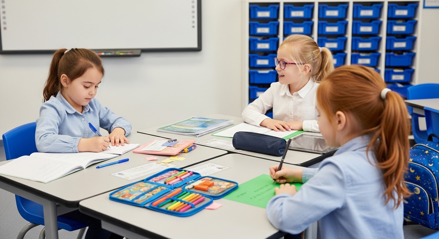 School-age children at table
